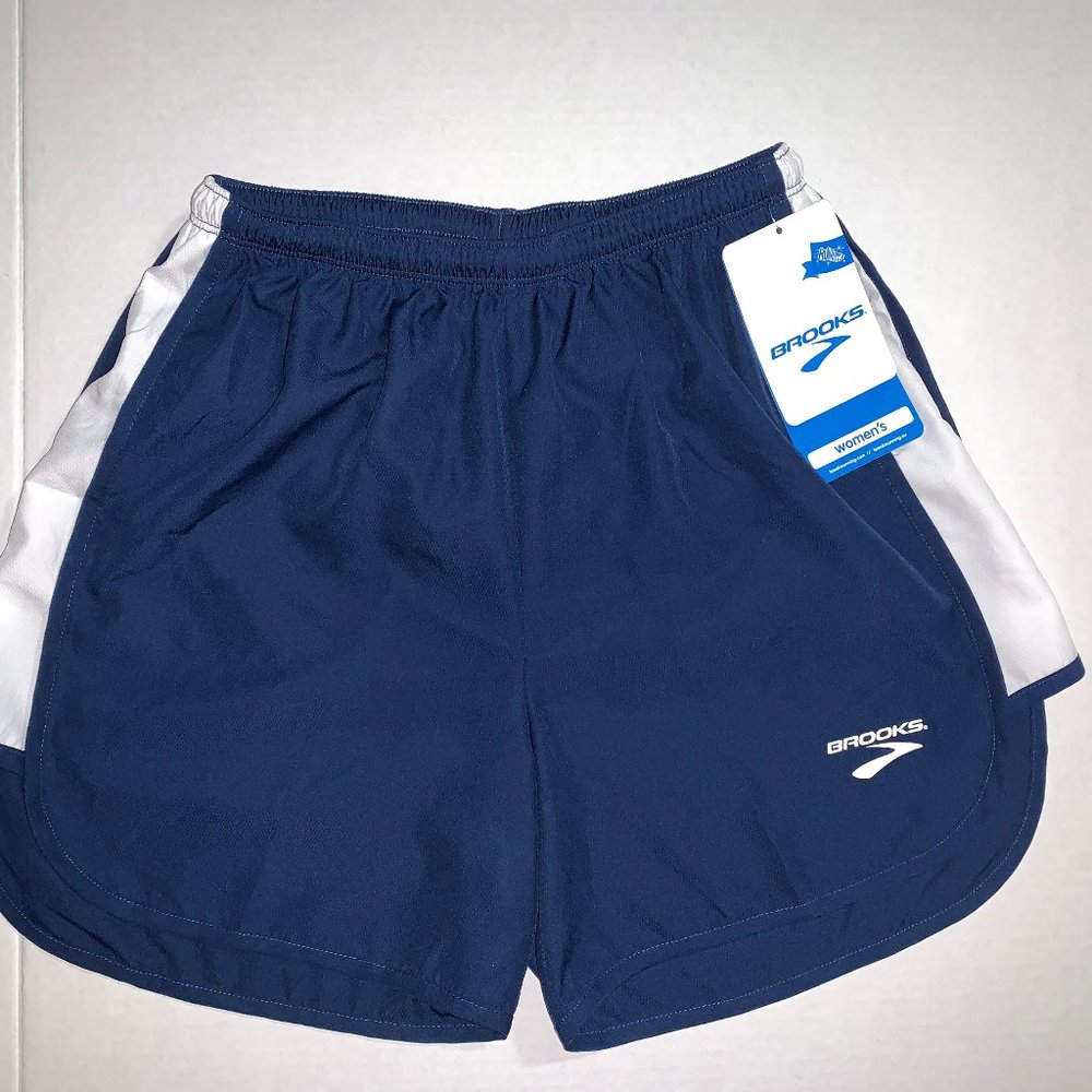 Brooks NWT Navy Blue White Running Shorts Sz S